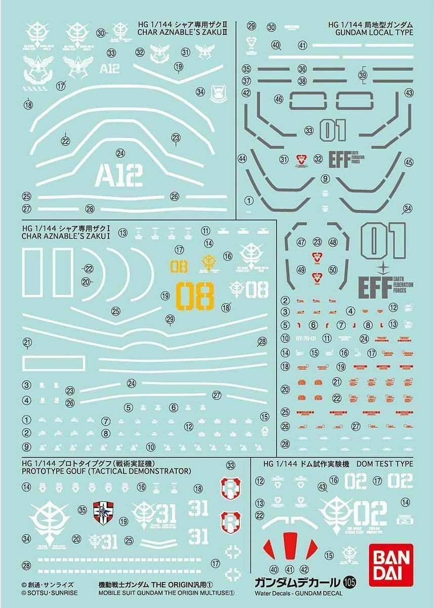 Bandai Spirits Gundam Decal GD105 Mobile Suit Gundam The Origin 1