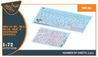 Clear Prop 1/72 MiG-23ML, MLA, MLD, P, MLAE standard stencils, for Clear Prop and other