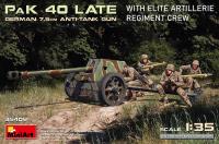 MiniArt 1/35 German 7.5cm Anti-Tank Gun PaK 40 Late w/Elite Artillerie Regiment Crew