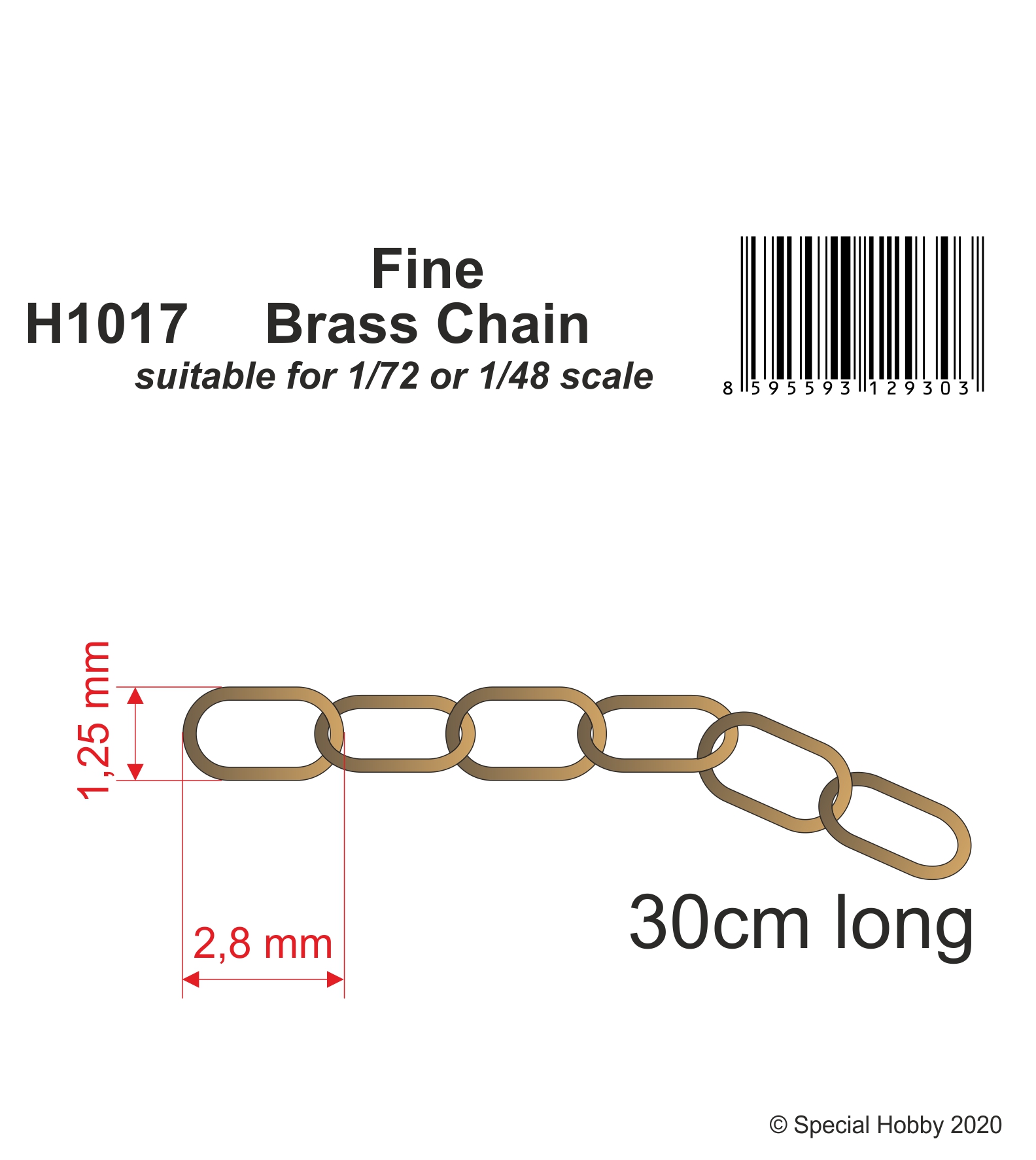 CMK Fine Brass Chain Suitable for 1/72 or 1/48 Scale